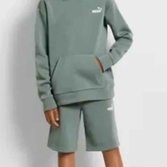NWT Boys Puma 2 Pc Hoodie And Shorts Set Moon Green Size Large 12/14 - Picture 3 of 3
